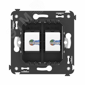 Avanti Компьютерная розетка RJ-45 без шторки в стену, кат.6А двойная,  Черный матовый - фото 4