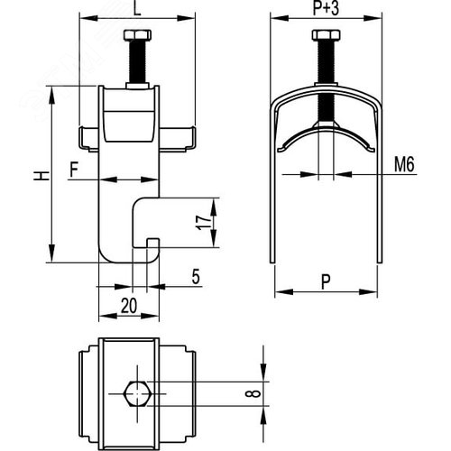 Держатель кабельный 68-74 мм для крепления к профилю - фото 2