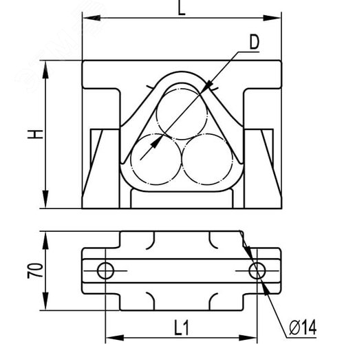 Держатель кабельный для крепления в треугольник д. 40-70 мм - фото 2