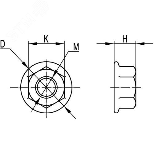 Гайка М10 насечка препятствующая откручиванию INOX - фото 2