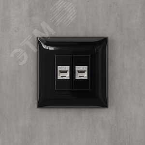 Avanti Компьютерная розетка RJ-45 без шторки в стену, кат.5e двойная экранированная,  Черный квадрат - фото 5