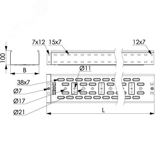Лоток перфорированный 150х100 L=2000мм цинк-ламельный - фото 3