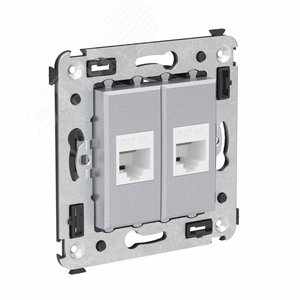 Avanti Компьютерная розетка RJ-45 без шторки в стену, кат.6А двойная,  Закаленная сталь - фото 2