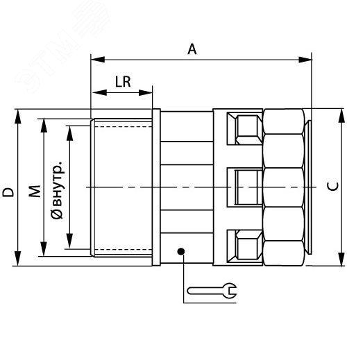 Муфта 29мм труба-коробка DN М32х1.5 полиамид черная - фото 2