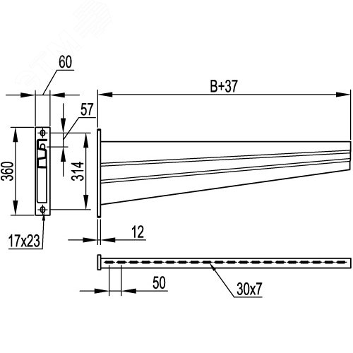 Консоль для тяжелых нагрузок 700 мм сварная горячеоцинкованная - фото 2