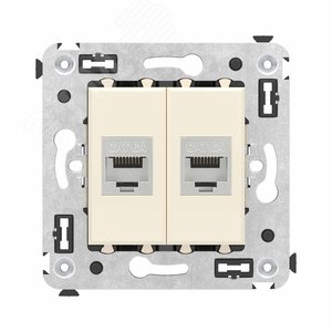 Avanti Компьютерная розетка RJ-45 без шторки в стену, кат.6А двойная экранированная,  Ванильная дымка - фото 1