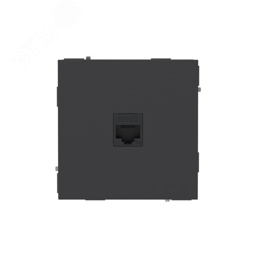 Компьютерная розетка RJ-45 без шторки, кат.5е одинарная, KANT, черный уголь - фото 1