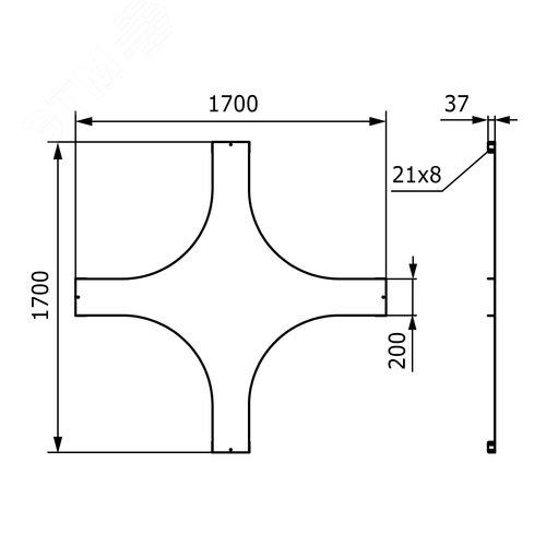 Крышка на X-ответвитель 200 R=660мм горячеоцинкованная - фото 2