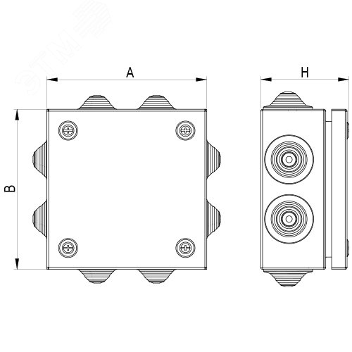 Коробка стальная FS с кабельными вводами и клеммниками IP55 150х150х80мм 5р  450V 20A 10мм.кв - фото 5