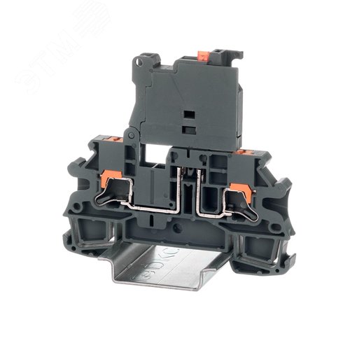 Клемма для предохранителя, зажим push-in, 2 точки подключения, 4 кв.мм, серая - фото 1