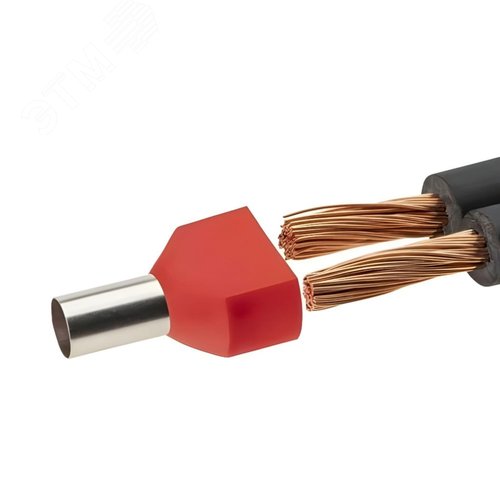 Наконечник-гильза двойная с изолированным фланцем для жилы сечением 1,5кв.мм,длина контактной части 10мм, красный (НШВИ2 1.5-10) - фото 3