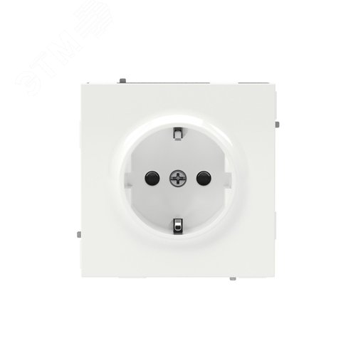 Розетка силовая, 2P+E, с заземлением без з/ш,     KANT, белая магнолия - фото 1