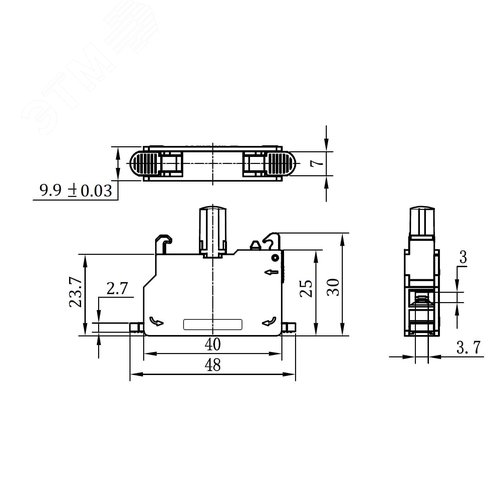 Контактный блок с клеммным безвинтовым зажимом со светодиодом на 9-24В, зеленый - фото 2