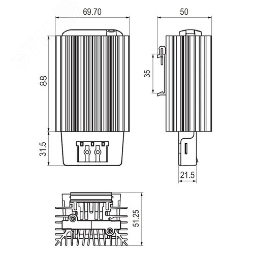 Обогреватель в чёрном алюминиевом корпусе 75 Вт, 12 В DC - фото 4