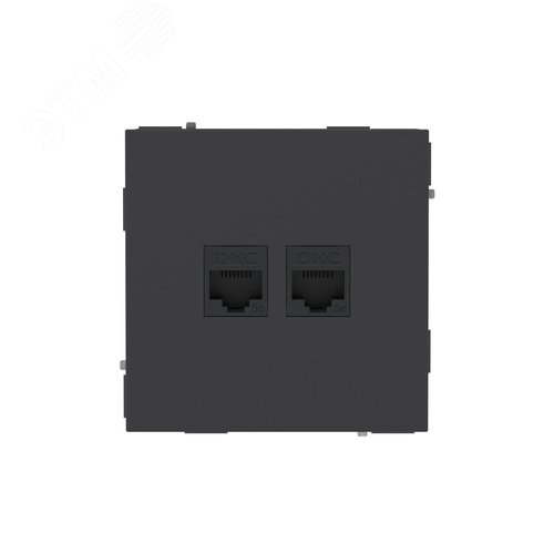 Компьютерная розетка RJ-45 без шторки, кат.5е двойная, KANT, черный уголь - фото 1