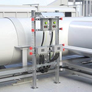 Обжимной комплект монтажных профилей тип 2 , обхват конструкции габаритами 350 на 440 мм , высота подвесной рамы-профиля 1000 мм ,для крепления 1 оболочки одного типоразмера винтами din 84 M6X40 4 шт. , горячеоцинкованный - фото 2