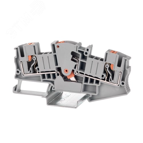 Клемма с размыкателем, зажим push-in, 2 точки подключения, 6 кв.мм, серая - фото 1