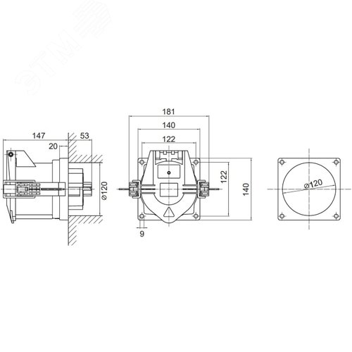 Розетка панельная PSS IP67 250A 3P+E 690В - фото 4