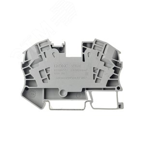 Клемма проходная, зажим push-in, 2 точки подключения, 16 кв.мм, серая - фото 2