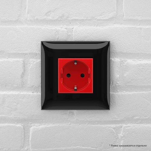 Avanti Розетка в стену, 2P+E, с защитными шторками, ''Красный квадрат'' - фото 3