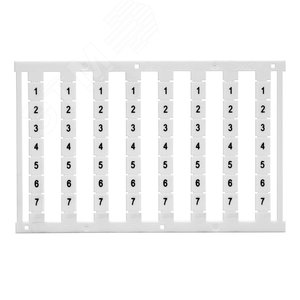 Маркировка для клемм, ширина 8 мм, узкая, для клемм Push-in, белая, L1,L2,L3,N,PE, горизонтальная ориентация, 1 шт. = карта из 56 маркеров - фото 2