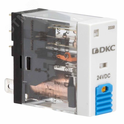 Реле миниатюрное промышленное, 1CO, коммутируемый ток 12 А, AgSnO, напряжение 24V DC, опция – тест-кнопка+светодиод+защитный диод - фото 2