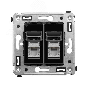 Avanti Розетка RJ-45 в стену, 5e двойная экранированная, ''Черный квадрат'' - фото 1