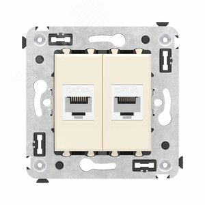 Avanti Компьютерная розетка RJ-45 без шторки в стену, кат.6А двойная,  Ванильная дымка - фото 1