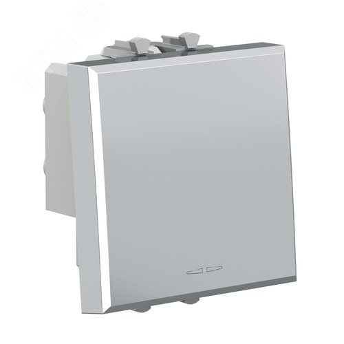 Выключатель двухполюсный одноклавишный модульный, Avanti, закаленная сталь, 2 модуля - фото 2