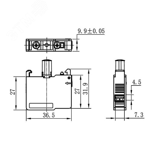 Контактный блок с клеммными зажимами под винт со светодиодом на 9-24В, белый - фото 5