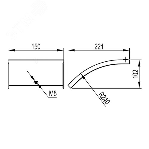 Крышка на угол CD 45 вертикальный внеш. 45° осн.150 в комплекте с метизами и пластинами PTCE - фото 3