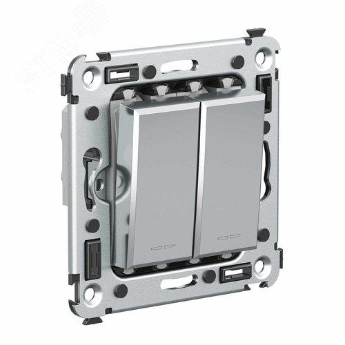 Avanti Инвертор двухклавишный в стену Закаленная  сталь (Переключатель сх. 7+7) - фото 2