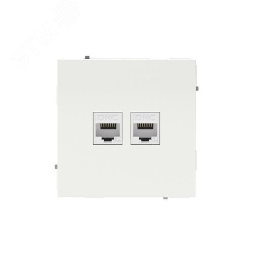 Компьютерная розетка RJ-45 без шторки, кат.5е двойная, KANT, белая магнолия - фото 1