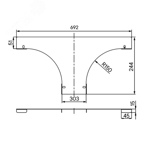 Крышка на ответвитель универсальный с основанием 300, 2,0 мм, цинк-ламель, в комплекте с крепежными элементами необходимыми длямонтажа - фото 2
