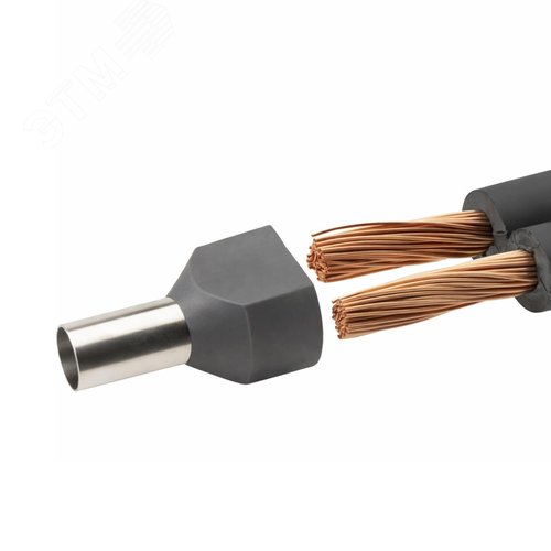 Наконечник-гильза двойная с изолир.фланцем 4 кв.мм серый (НШВИ2) - фото 3