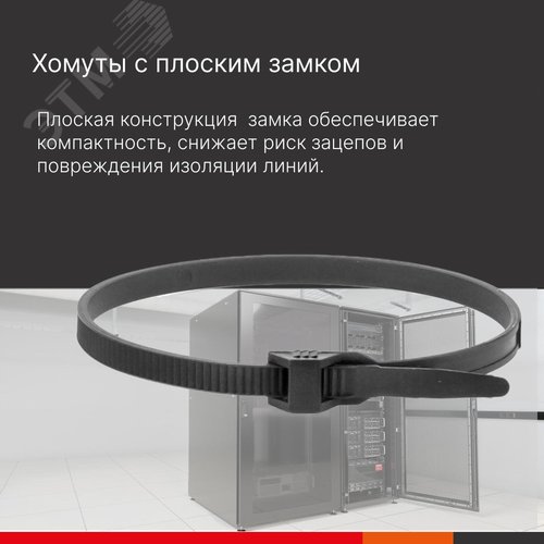 Хомут P6.6 с плоским замком, черный 9x180 - фото 4