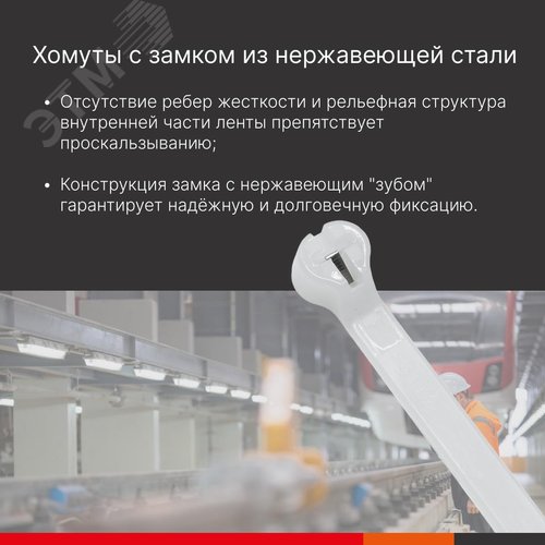 Хомут P6.6 с двойным замком, белый 4,8x370 - фото 4