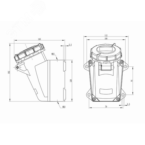 Розетка наружной установки IP67 32A 2P+E 230В - фото 2