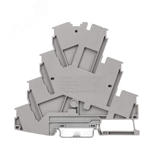 Клемма многоуровневая для подключения электродвигателя, зажим push-in, 7 точек подключения, 2.5 кв.мм, серая - фото 2