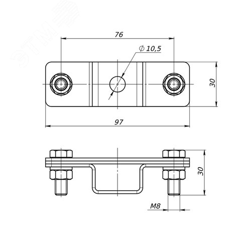 Держатель полосы двухболтовой - фото 2