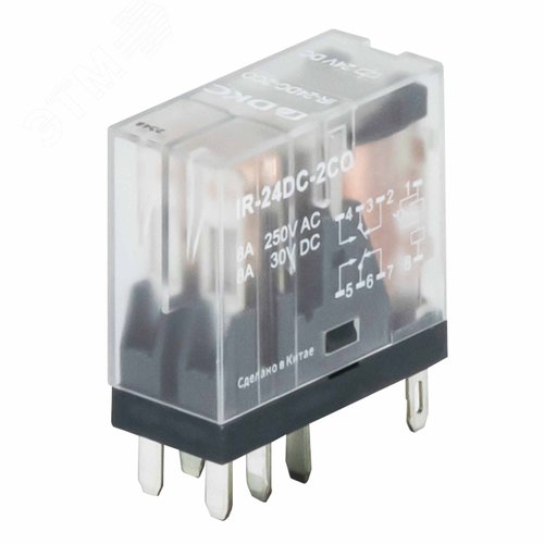 Реле миниатюрное промышленное, 2CO, коммутируемый ток 8 А, AgSnO, напряжение 24V DC, опция – светодиод - фото 2