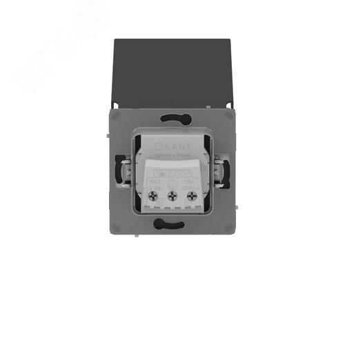 Розетка силовая, 2P+E, с з/ш, с крышкой, IP44, KANT, черный уголь - фото 3