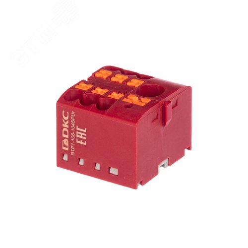 Изображение товара Блок распределительный, зажим push-in, 1 ввод 6 кв.мм, 6 точек подключения 2,5 кв.мм, красный (шт)