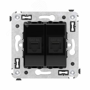Avanti Компьютерная розетка RJ-45 без шторки в стену, кат.6А двойная,  Черный квадрат - фото 1