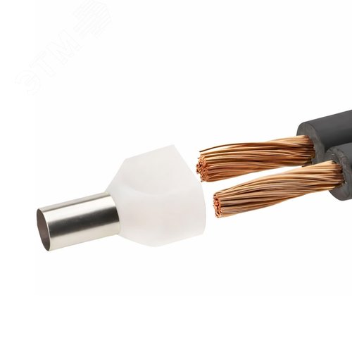 Наконечник-гильза двойная с изолир.фланцем 0,5 кв.мм белый (НШВИ2) - фото 3