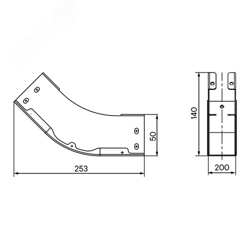 Угол вертикальный внутренний 45 градусов 50х200 2,0 мм горячеоцинкованный в комплекте крепежные элементы соединительные пластины - фото 2