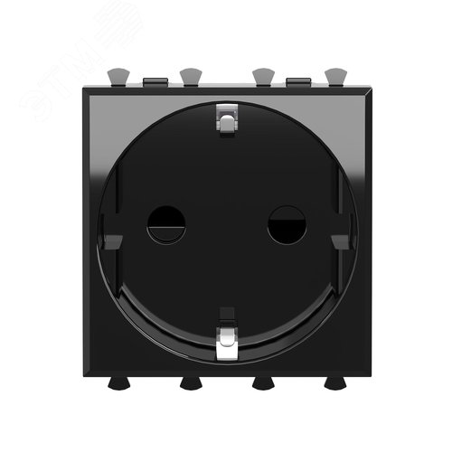 Avanti Розетка ''Черный квадрат'', 2P+E, с защитными шторками, 2 модульная - фото 1