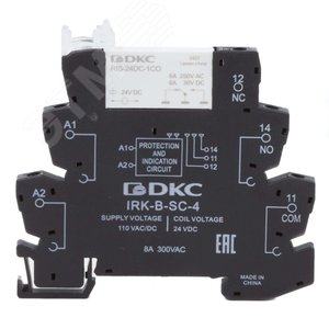 Изображение товара Реле интерфейсное, 1CO, коммутируемый ток 6 А, AgSnO, напряжение 110V AC/DC, винтовые клеммы (шт)