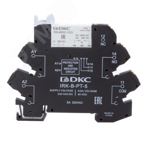 Реле интерфейсное, 1CO, коммутируемый ток 6 А, AgSnO, напряжение 230V AC/DC, push-in клеммы - фото 1