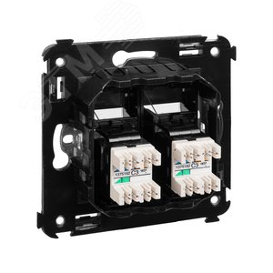 Avanti Розетка телефонная в стену двойная, ''Черный квадрат'' - фото 4